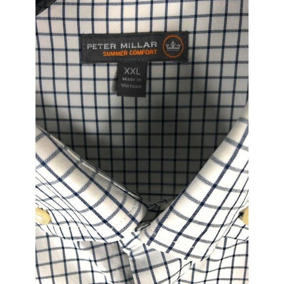 Peter Millar Summer Comfort Men's 2XL Long Sleeve White Check Nylon Blend A9 - Picture 2 of 4